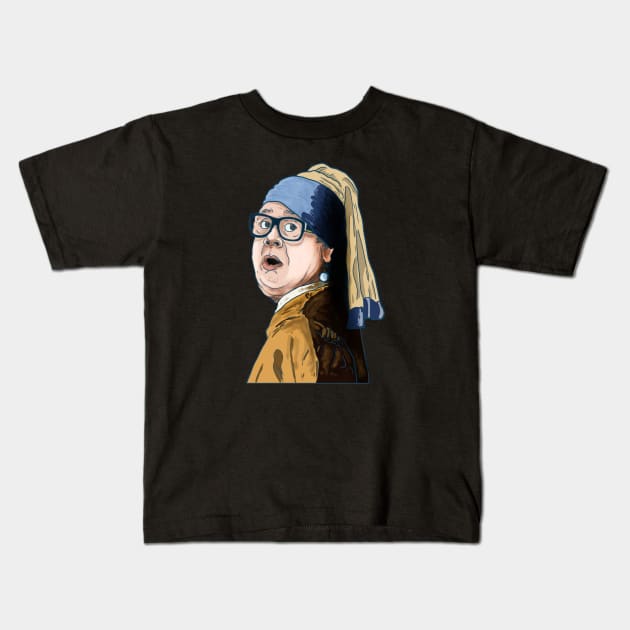 DeVito With A Pearl Earring Kids T-Shirt by Harley Warren